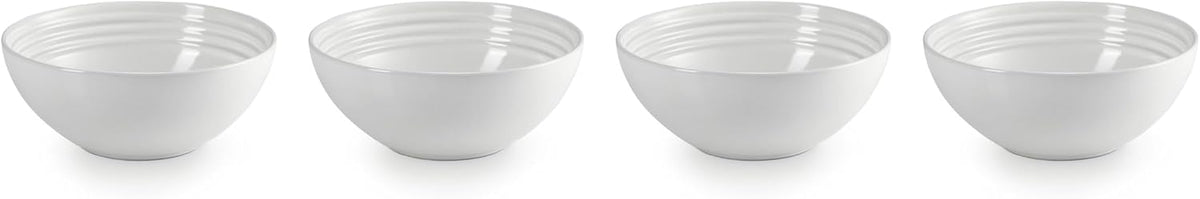 Le Creuset Stoneware Set of 4 Soup Bowls  22 oz. (6.25") each  White