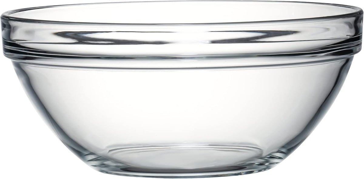 Red Co. 2.6 Quart Fully Tempered Clear Glass Mixing and Prepping Bowl with Safety Rim  Medium