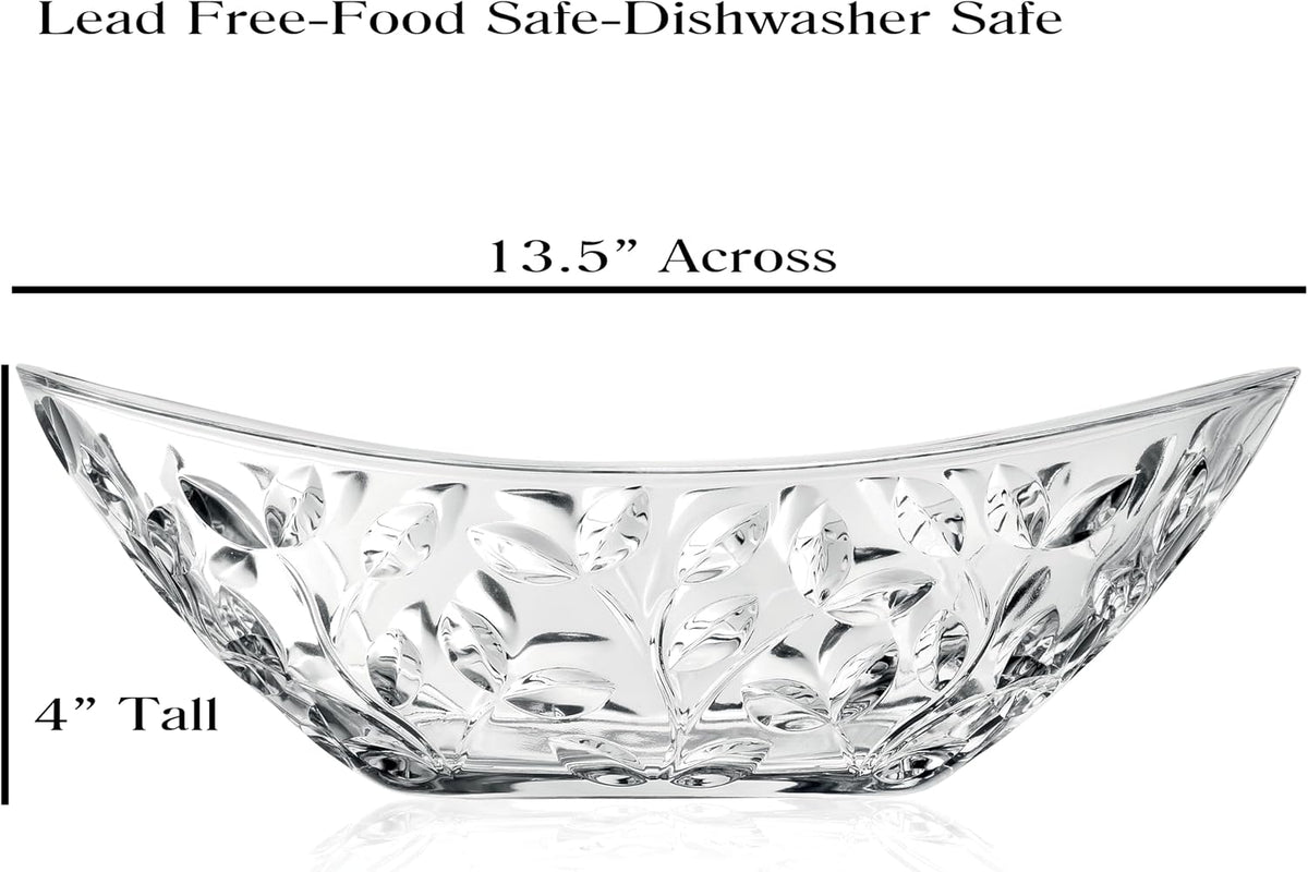 Lorren Home Trends Laurus 13.5" Crystal Oval Bowl