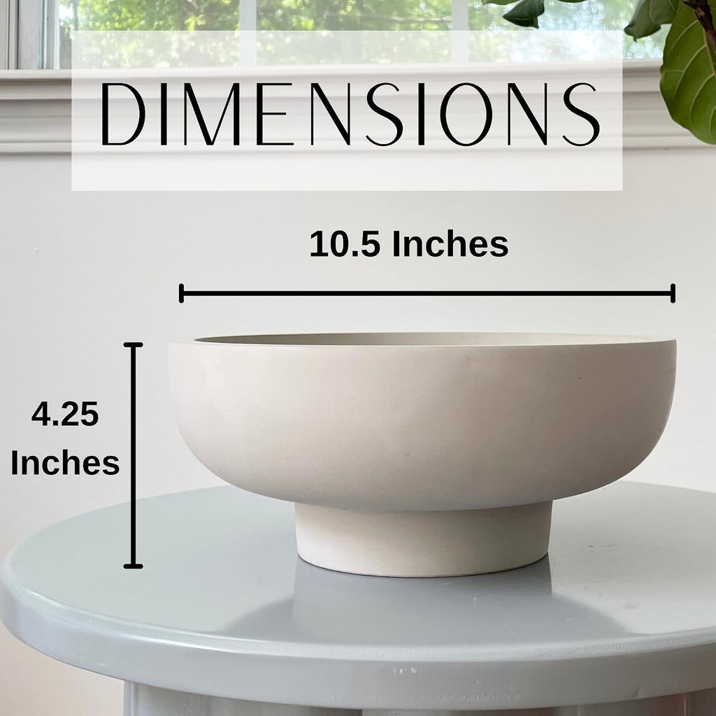 OAKOA Concrete Fruit Bowl for Kitchen Counter - Large Decorative Bowls for Home Decor - Modern Key Bowl for Entryway Table - Pedestal Bowl for Keys