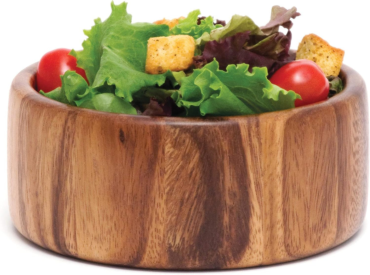 Lipper International Acacia Straight-Side Serving Bowl for Fruits or Salads  Small  6" Diameter x 2.5" Height  Single Bowl  29.59 fluid ounces