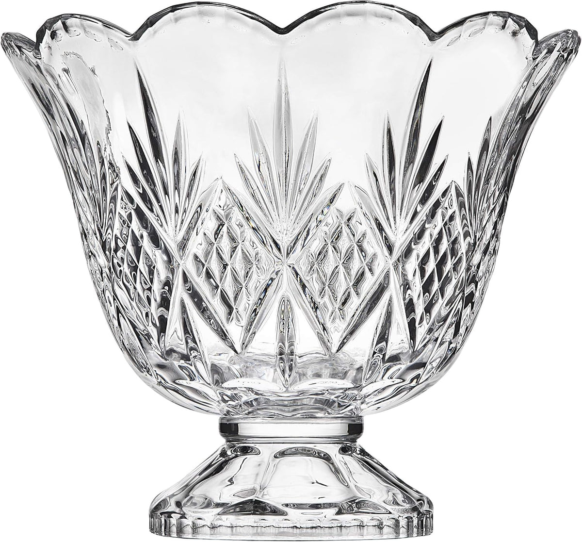 Godinger Dublin Crystal Punch Bowl Set with 8 Cups and Ladle - 10 Piece Set